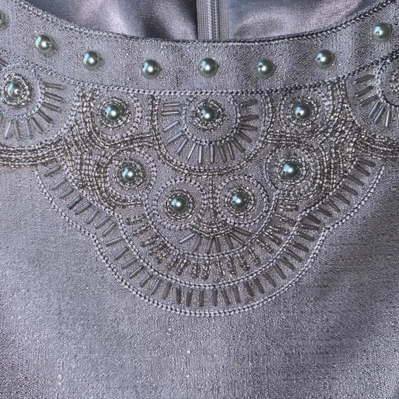 Preston and York Elegant Sleeveless Dress with Embellished Neckline size 12 - Picture 3 of 7